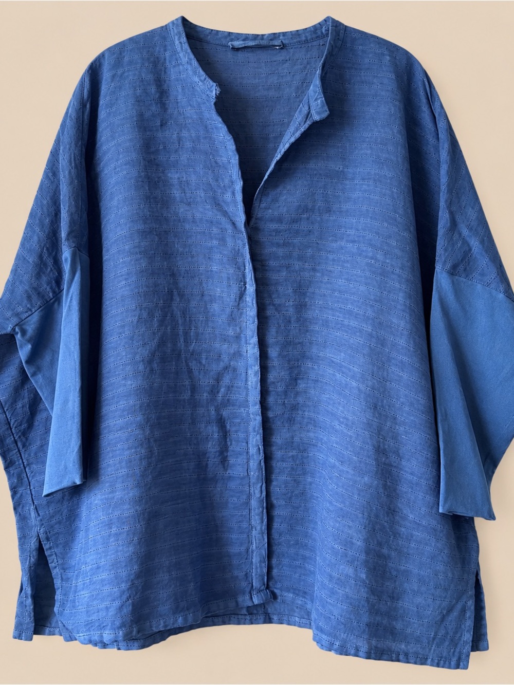 Elemente Clemente Cobalt Blue Linen Cotton Oversize Minimalist Scandi Blouse XL